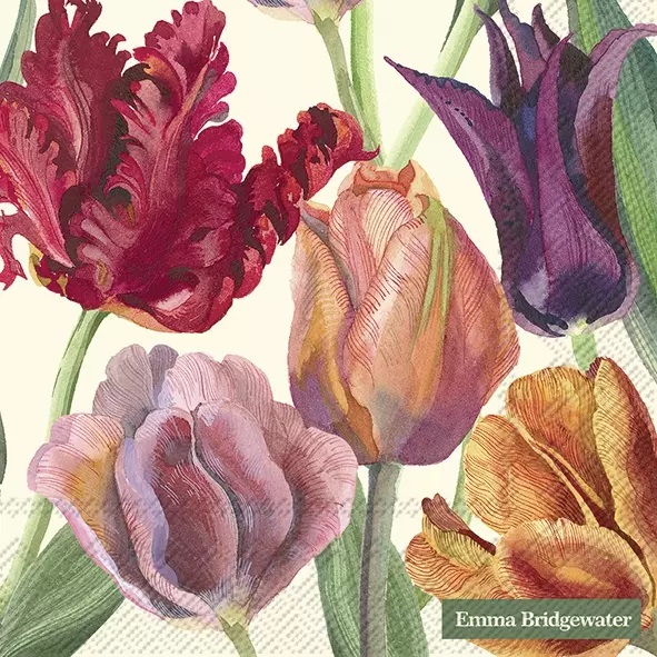 IHR Tulips Cream E.B. Luncheon Napkin