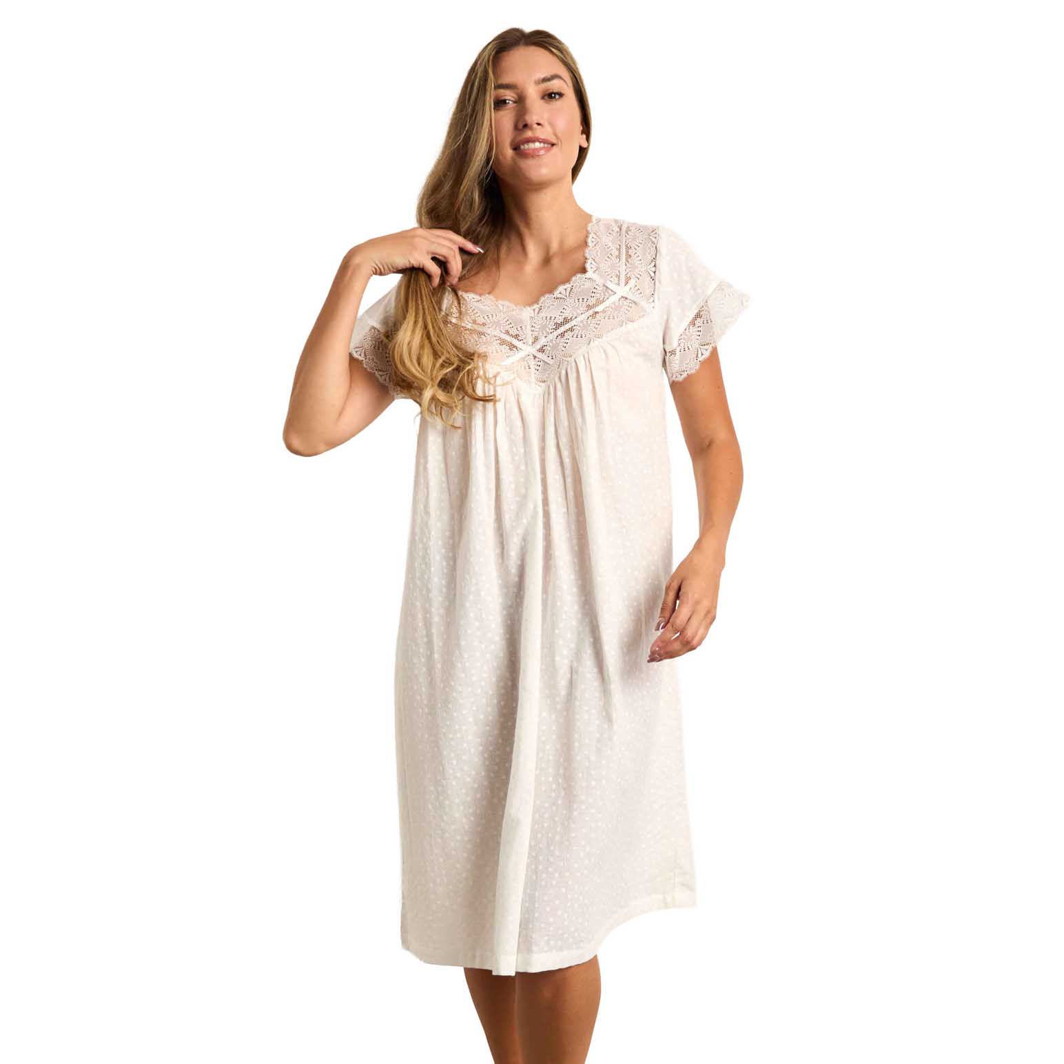 Cottonreal Honeycomb Jaquard Embossed Daisy&nbsp;Nightdress