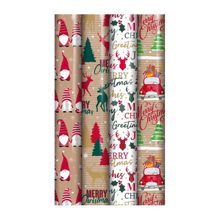 Paperie Eurowrap Kraft Christmas Gift Wrap &ndash; 4 Metres (Single Roll)