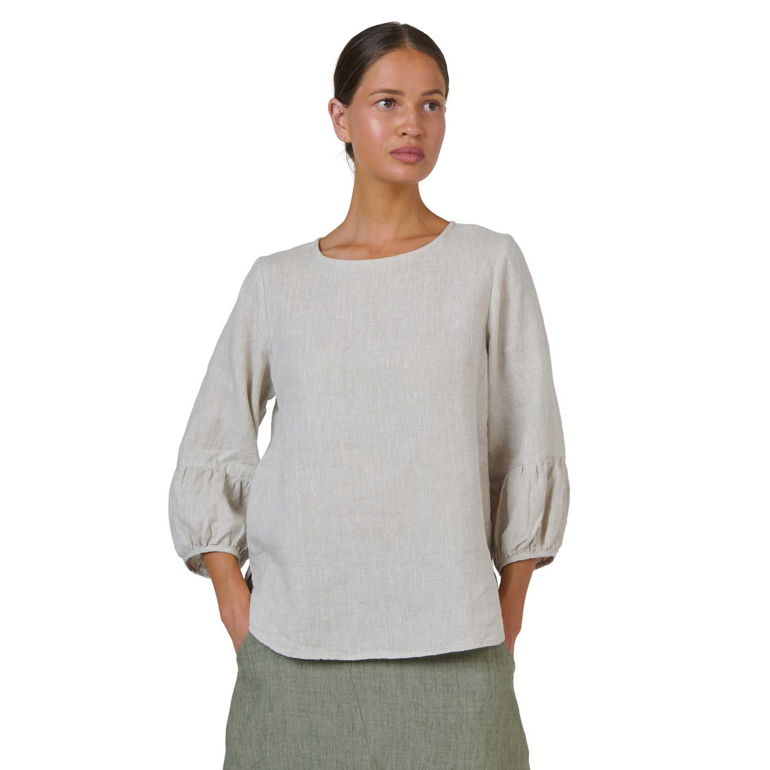 Naturals By O & J Sand Linen Top