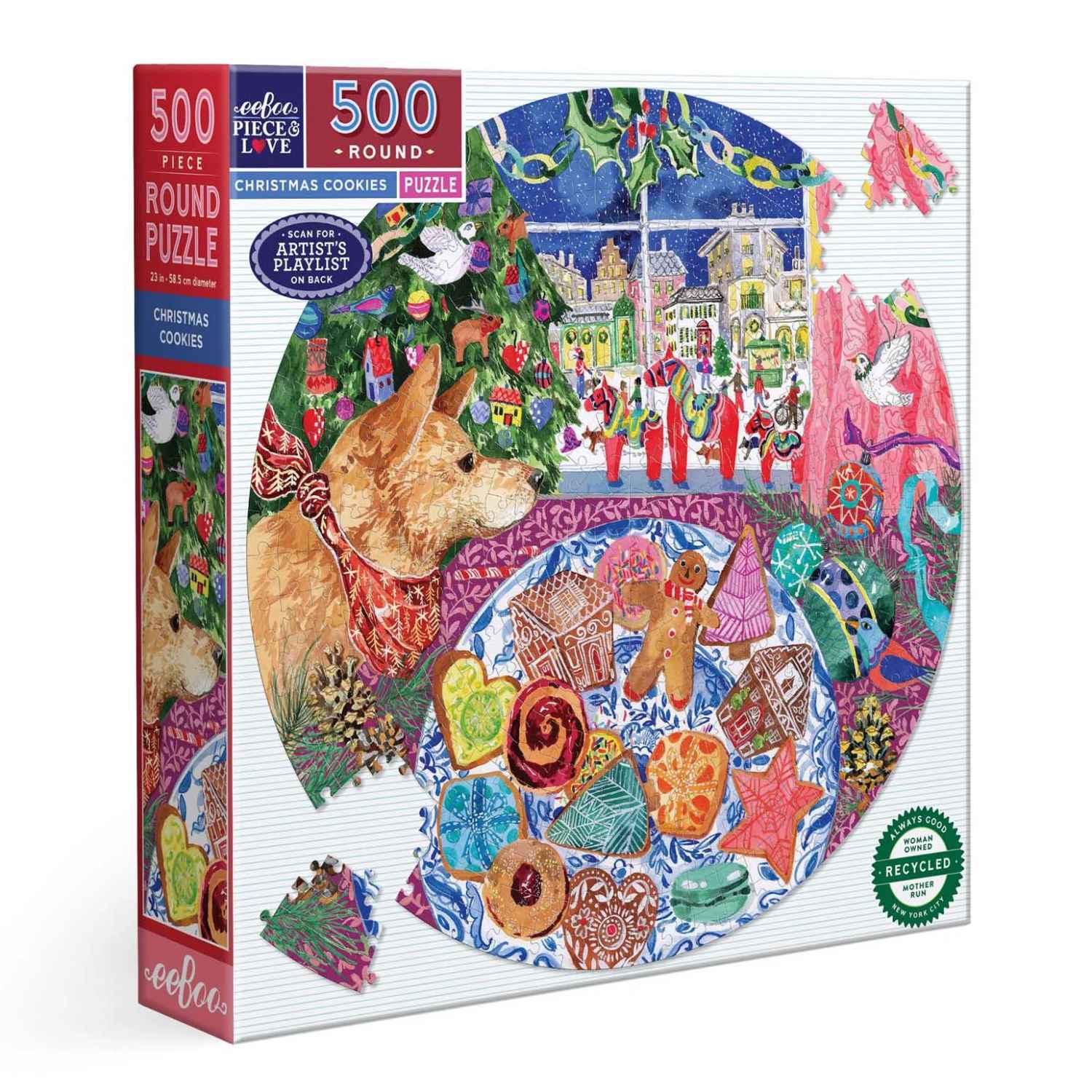 eeboo Christmas Cookies Round 500 Piece Puzzle