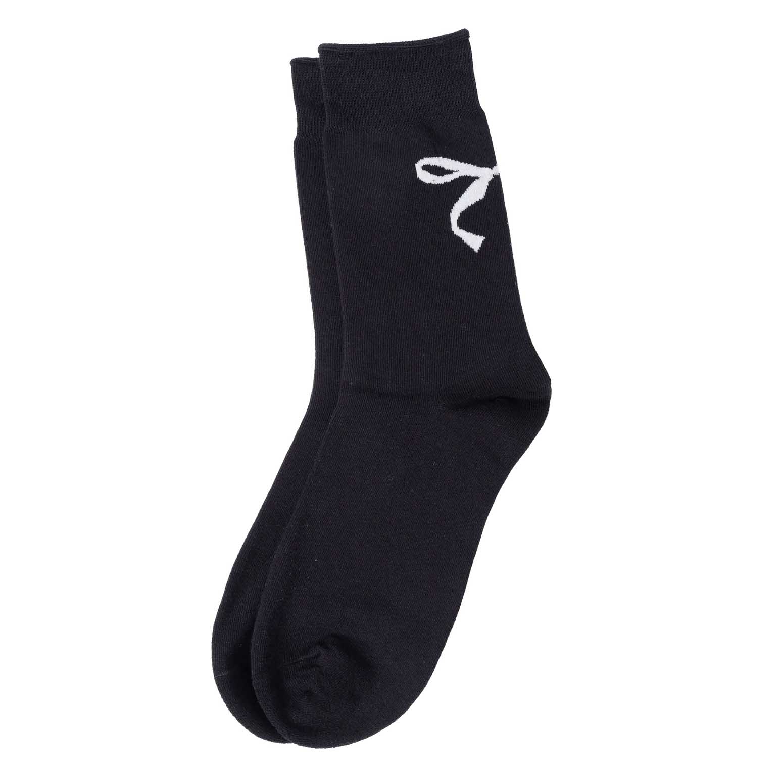 Stella + Gemma Socks Black With White Bow