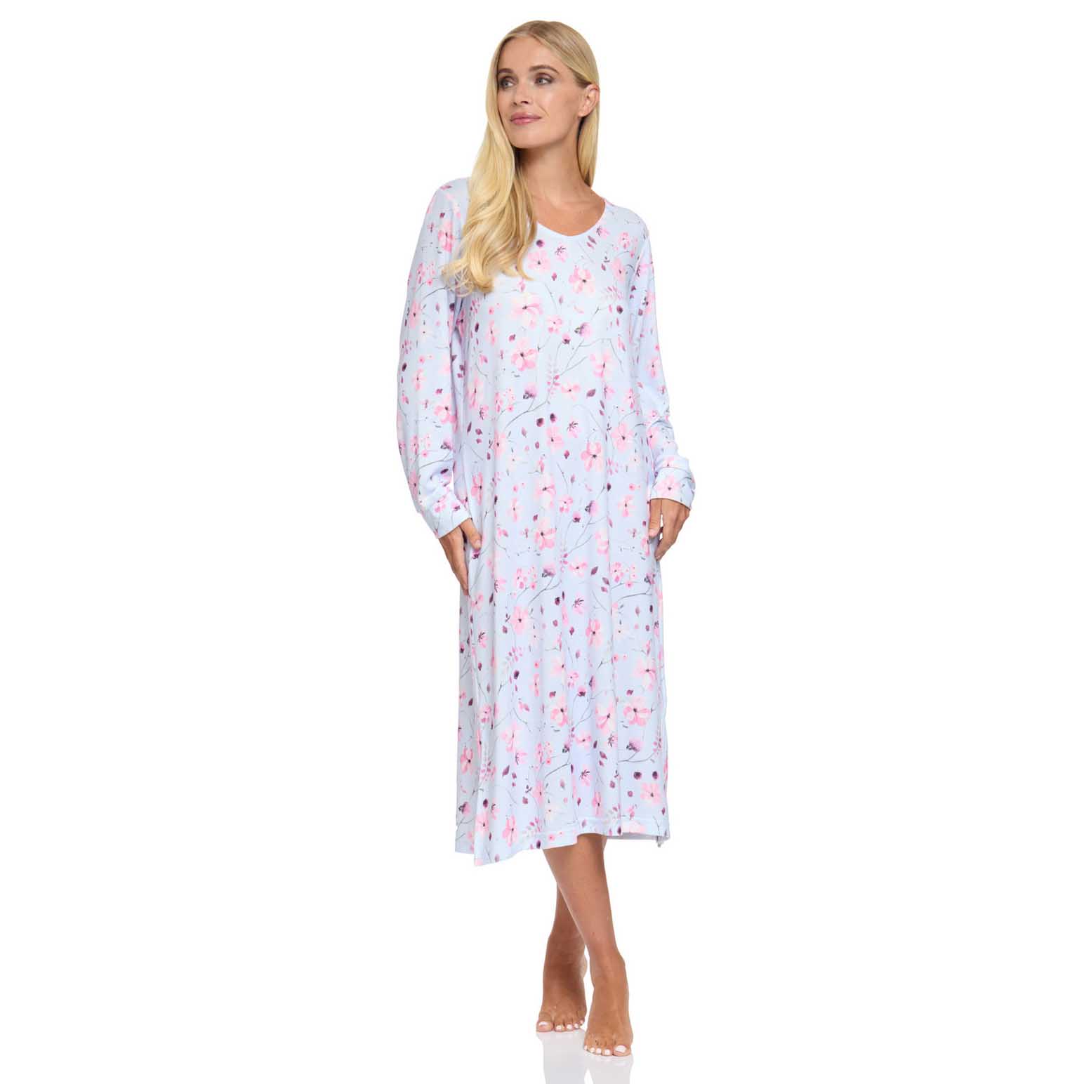 La Marquise Floral Reflections Jersey Long Sleeve Nightdress
