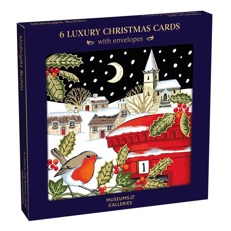 Museums & Galleries Midnight Robin Christmas Card 6 Pack