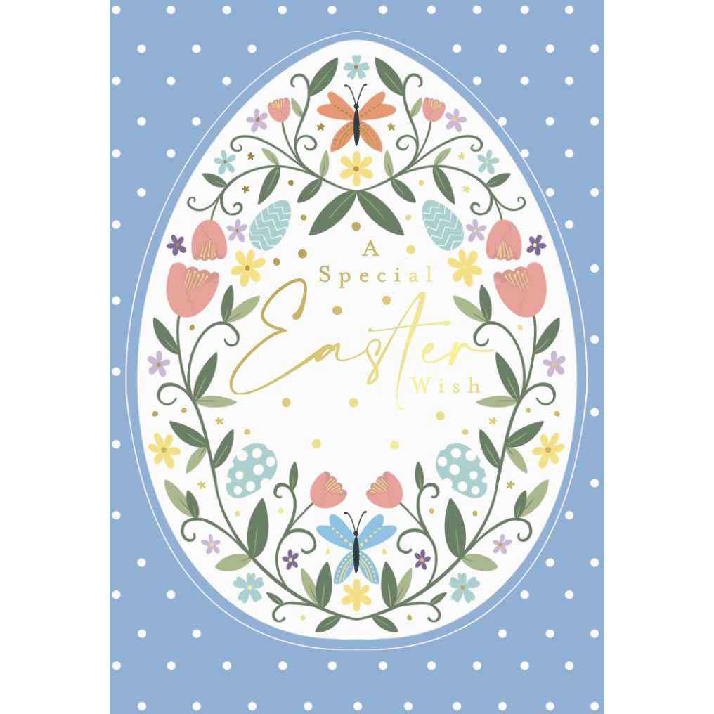 Image Gallery Easter Egg White Dots On Blue Card