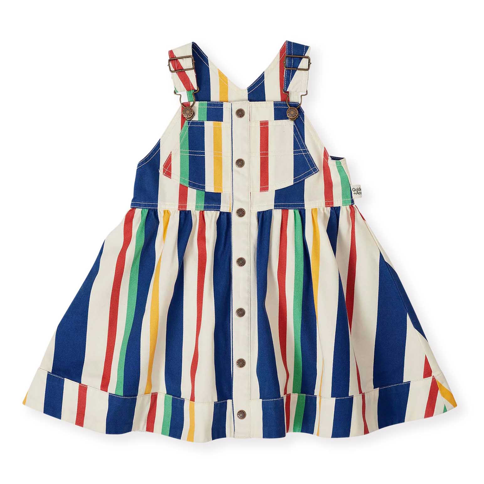 Goldie + Ace 90's Bold Stripe Heidi Denim Pinafore Dress 6M-2Y