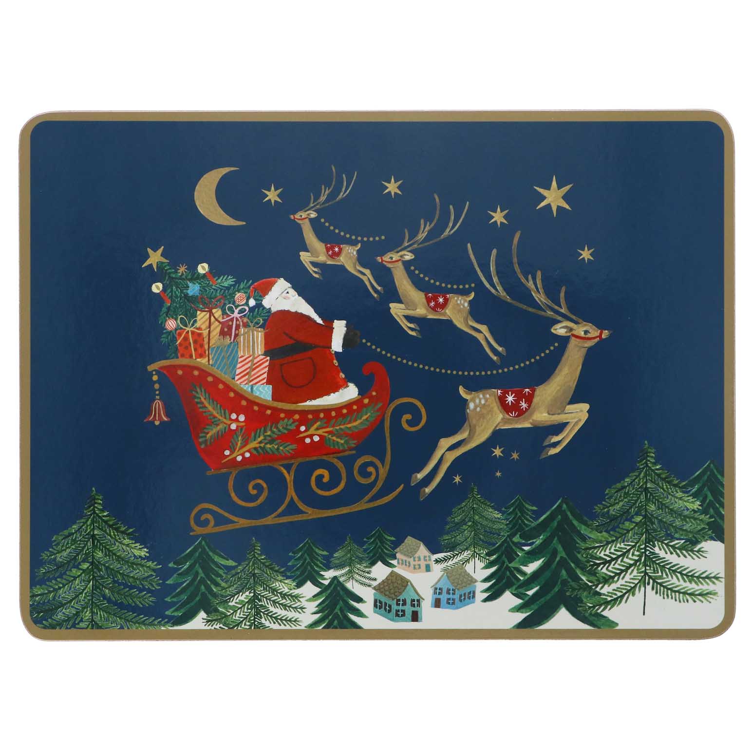 Gisela Graham Cork Based Placemats Nostalgia Sleigh 4Pk