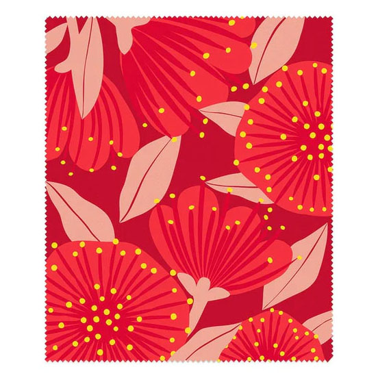 Bright Botanical Red Pohutukawa Lens Cloth
