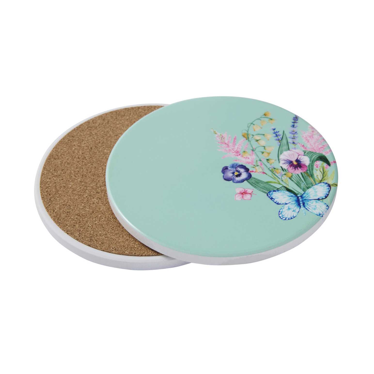 Maxwell & Williams Botanica Ceramic Round Coaster 10cm Aqua