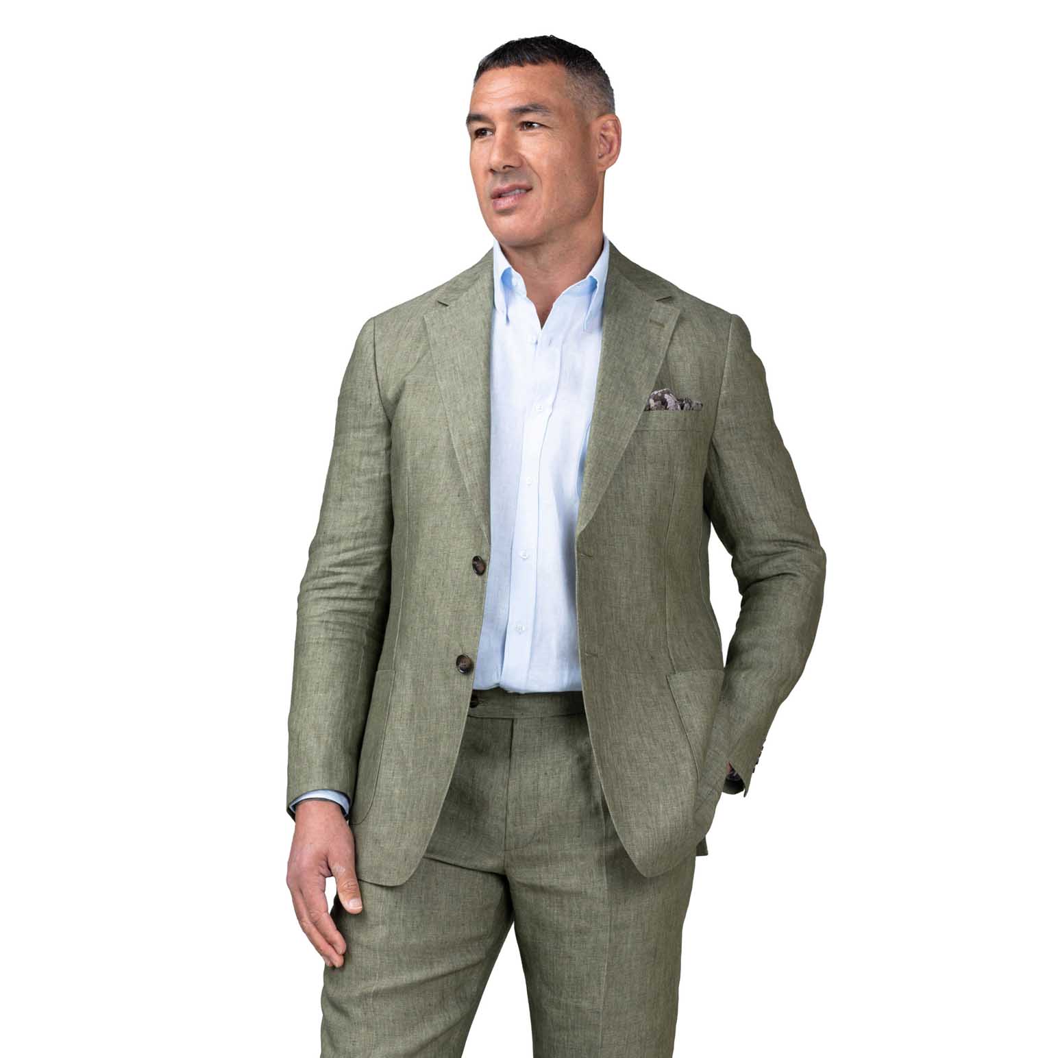 Rembrandt Malta Sage Green Linen Blazer