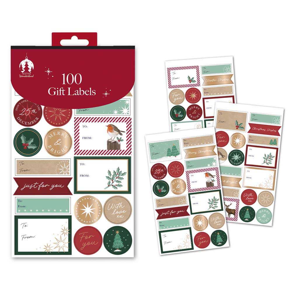 Image Gallery Contemporary Book Christmas Gift Labels x 100