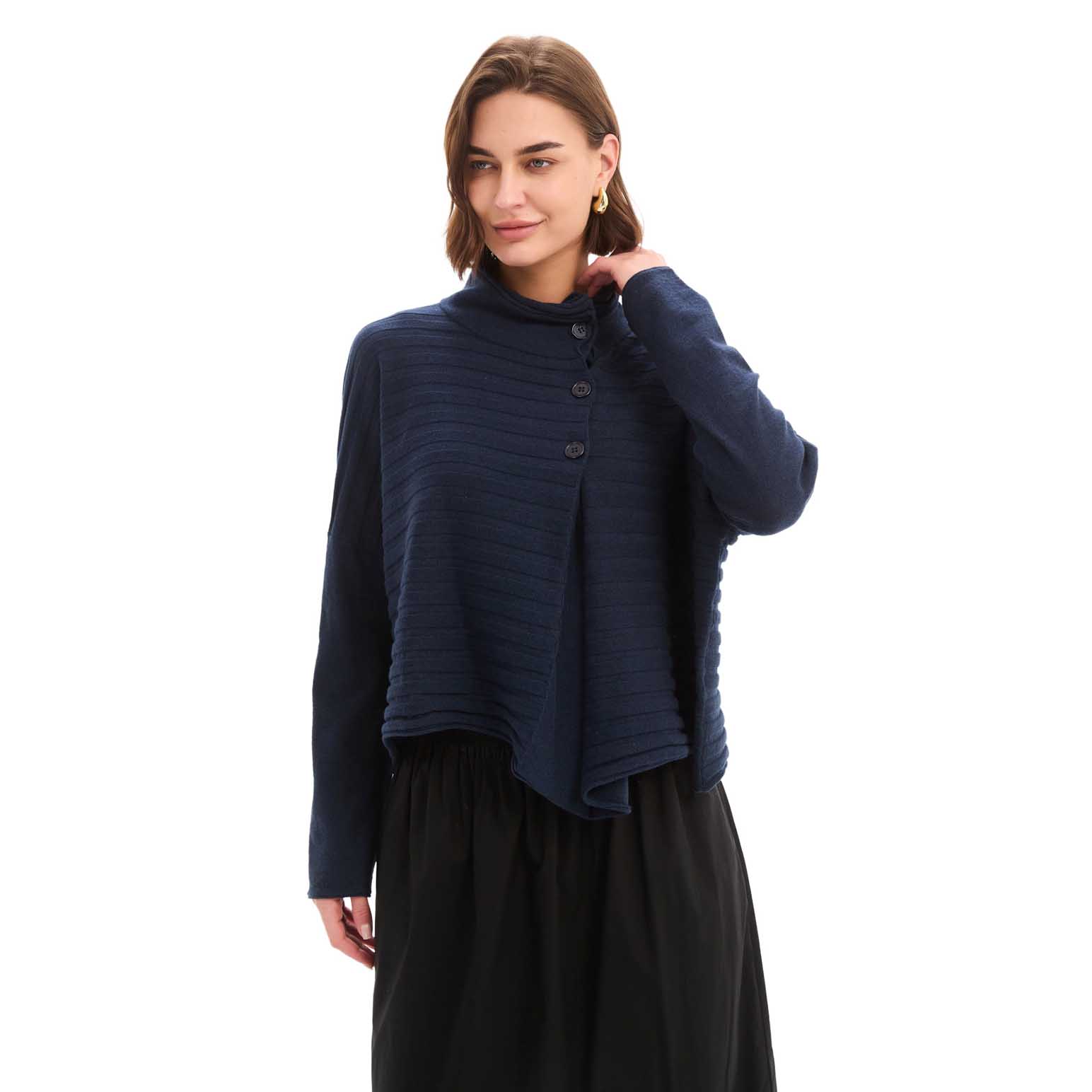 TIRELLI Cowl Neck Button Knit Jumper