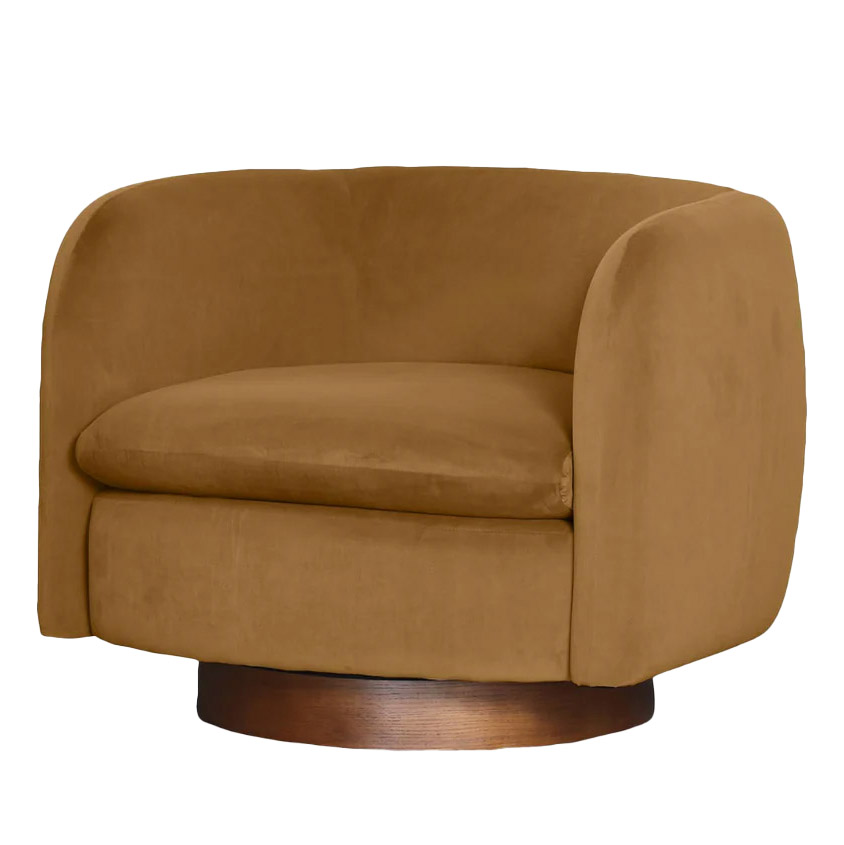 Charlie Swivel Chair- Camel Velvet