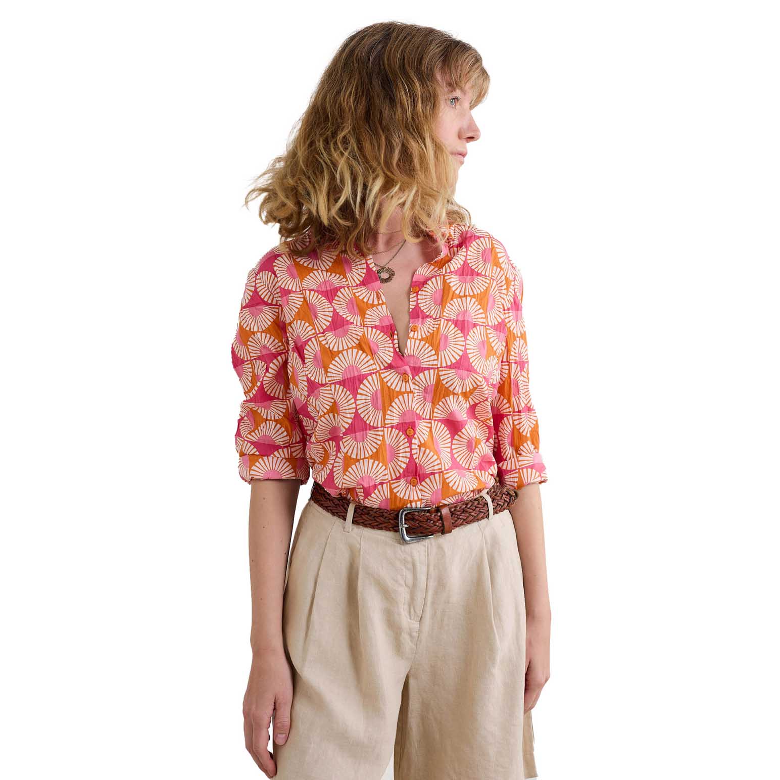 Seasalt Cornwall Larissa Shirt Sun Geo Marigold