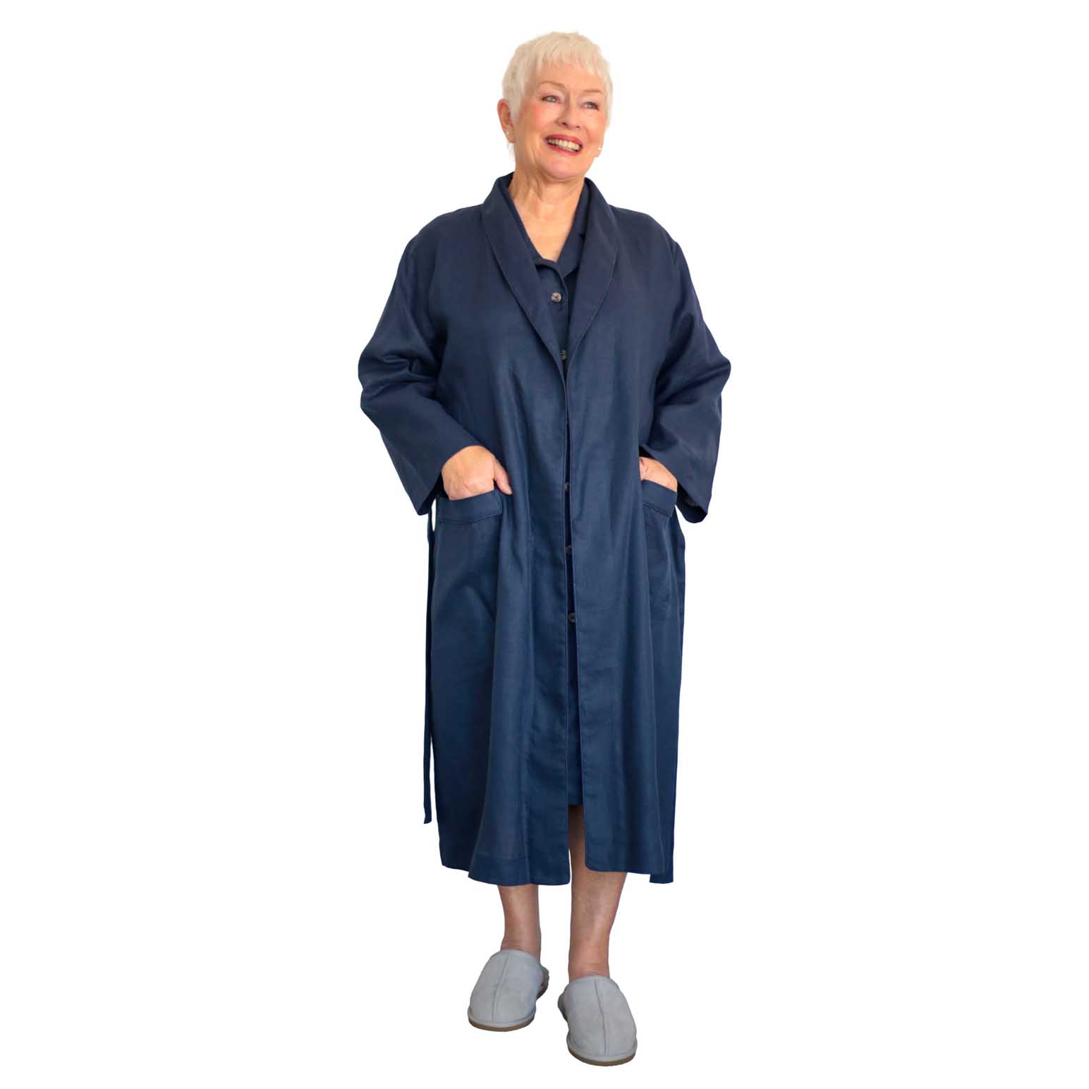 MM Linen Navy Linen Robe