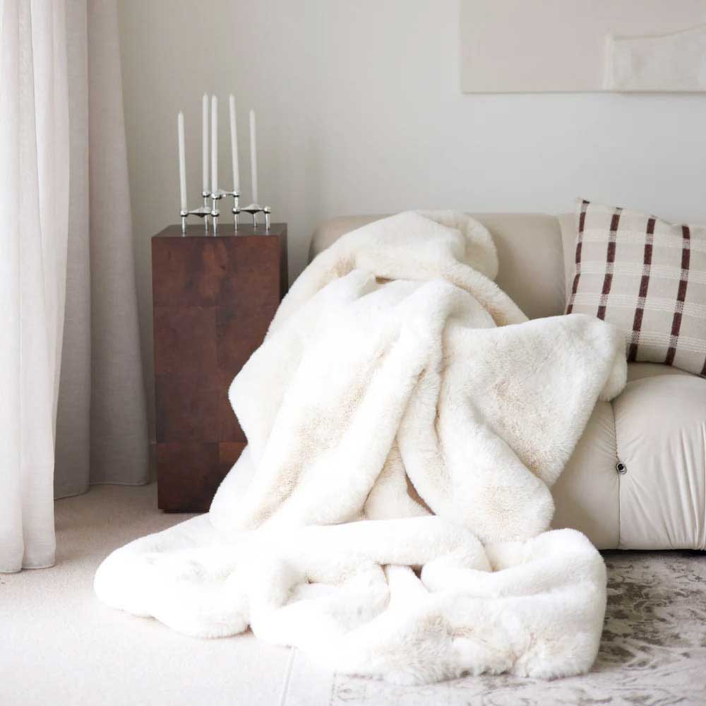 Home Lab Vegan Fur Throw Extra Large