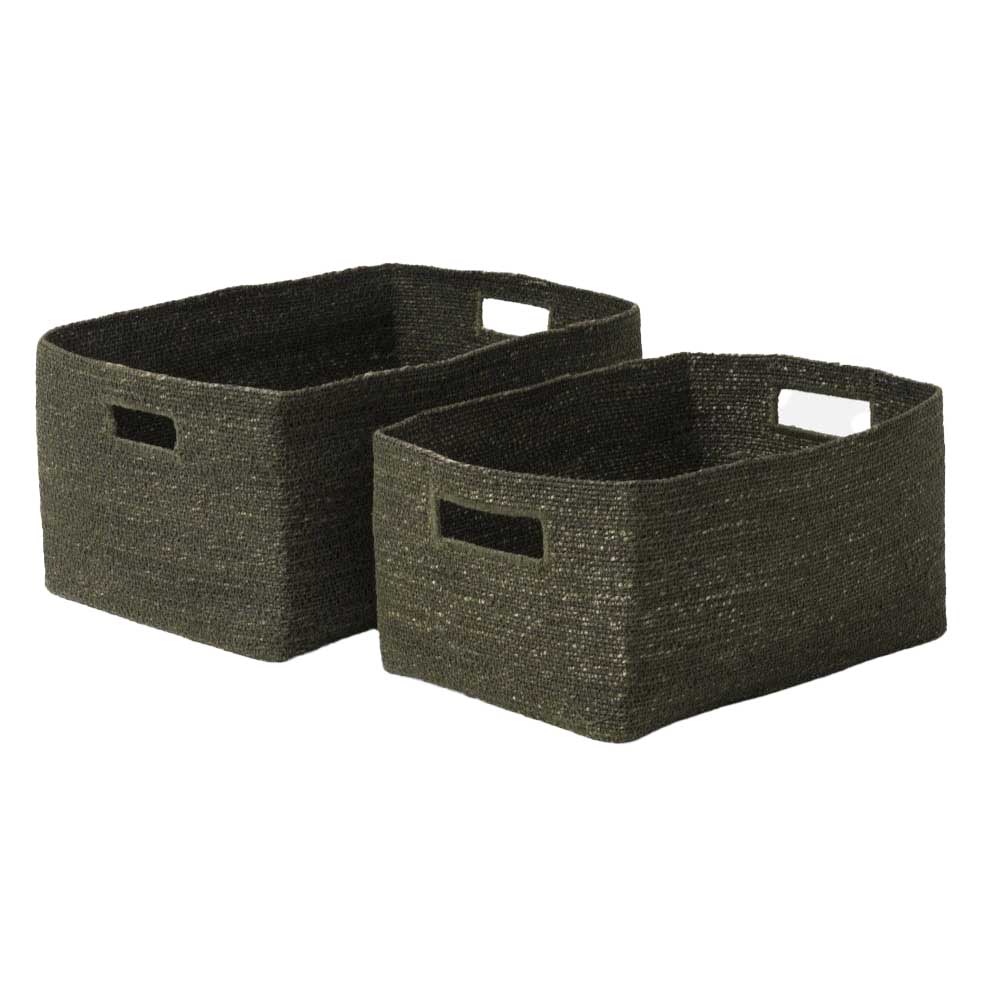 Città Woven Storage Basket Set Of 2 Olive 42x32x22cmh