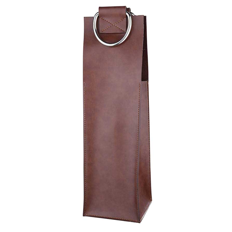 Viski Admiral: Faux Leather Single Bottle Brown Wine Tote