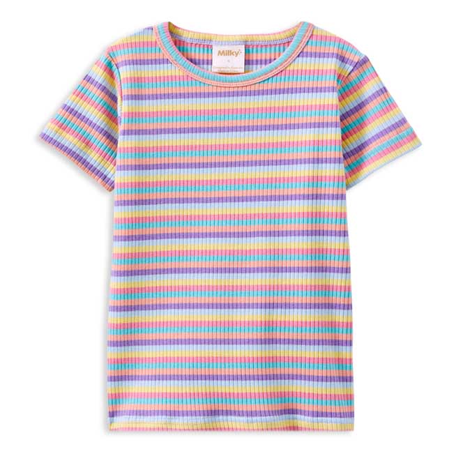 Milky Multi Stripe Rib Tee