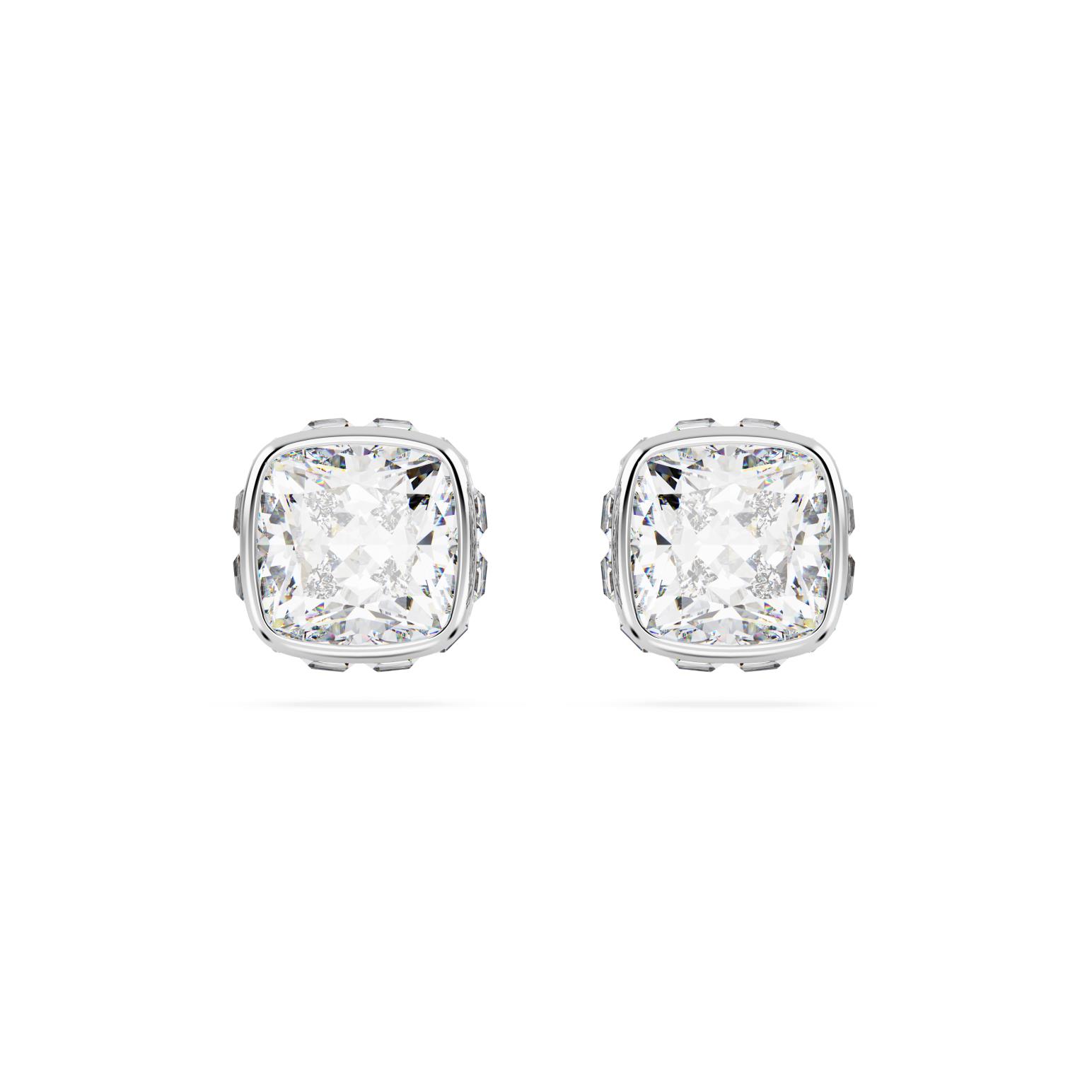 Swarovski Birthstone Square Cut Stud Earrings - April White