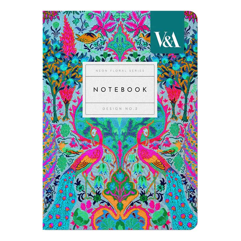 V&A Neon Floral Peacock A6 Premium Soft Cover Notebook