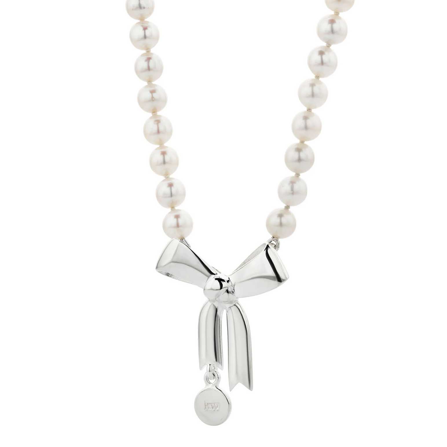 Karen Walker Bow & Pearls Necklace With Freshwater Pearls 40cm