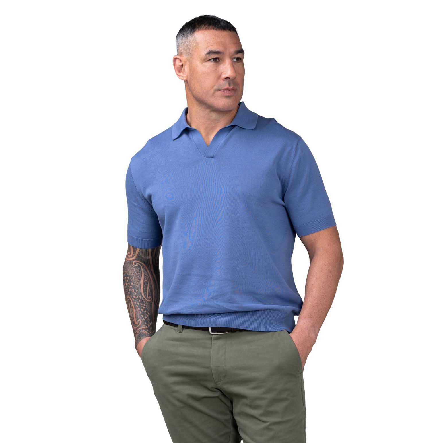 Rembrandt Amalfi China Blue Knitted Polo