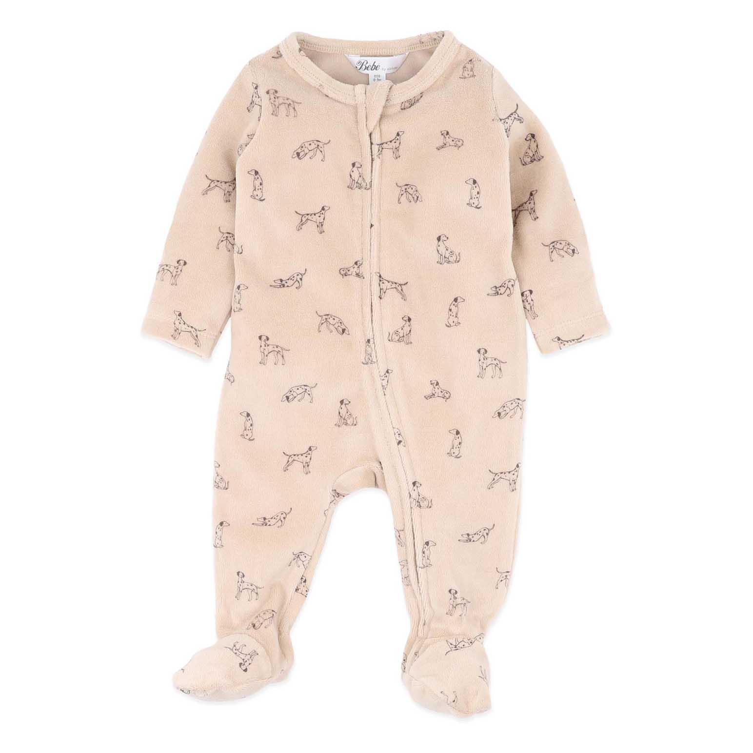 B&eacute;b&eacute; Otto Velour Zip Onesie