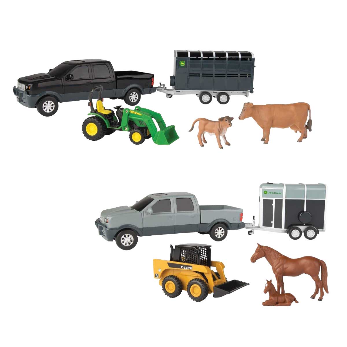 John Deere 1:32 Pickup and Livestock Trailer Set - Assorted