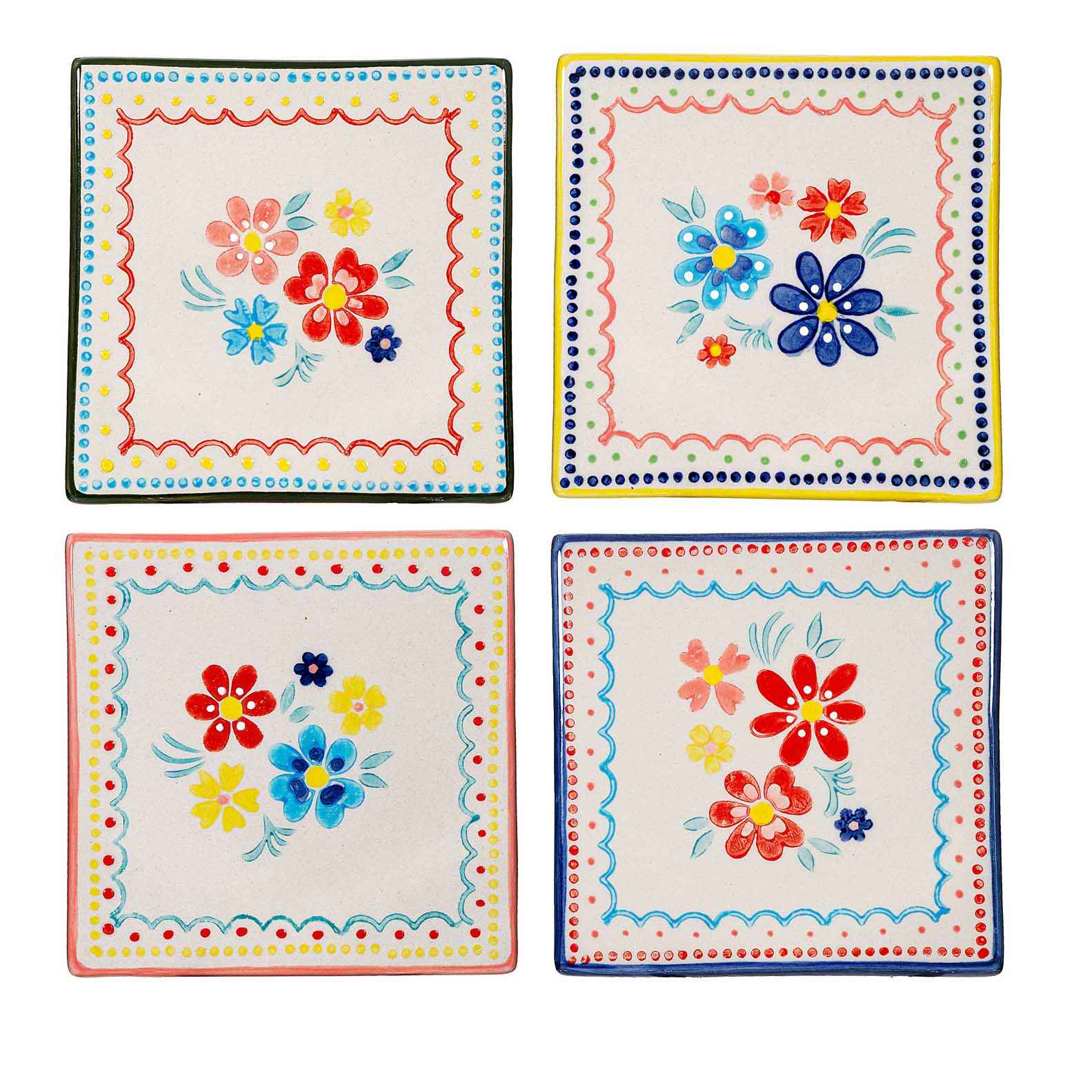 Sass & Belle Folk Floral Coasters - Set Of 4