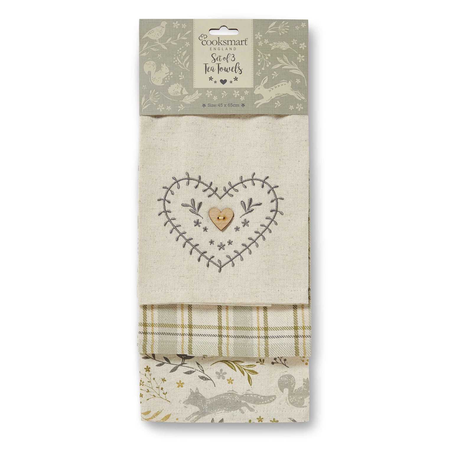 Cooksmart Woodland 3 Pack Tea Towel
