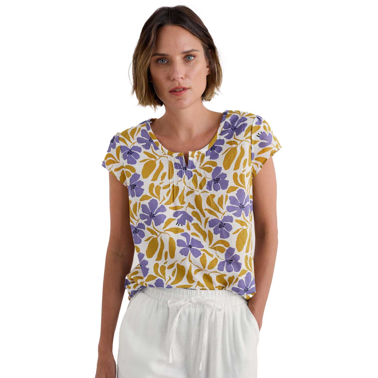 Seasalt Cornwall Garden Gate Top Ii Leafy Floral Chalk Pear