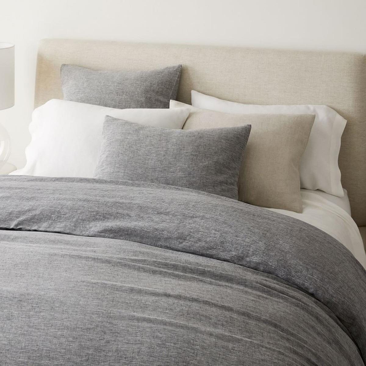 West Elm Belgian Flax Linen Melange Duvet Cover Slate - Double