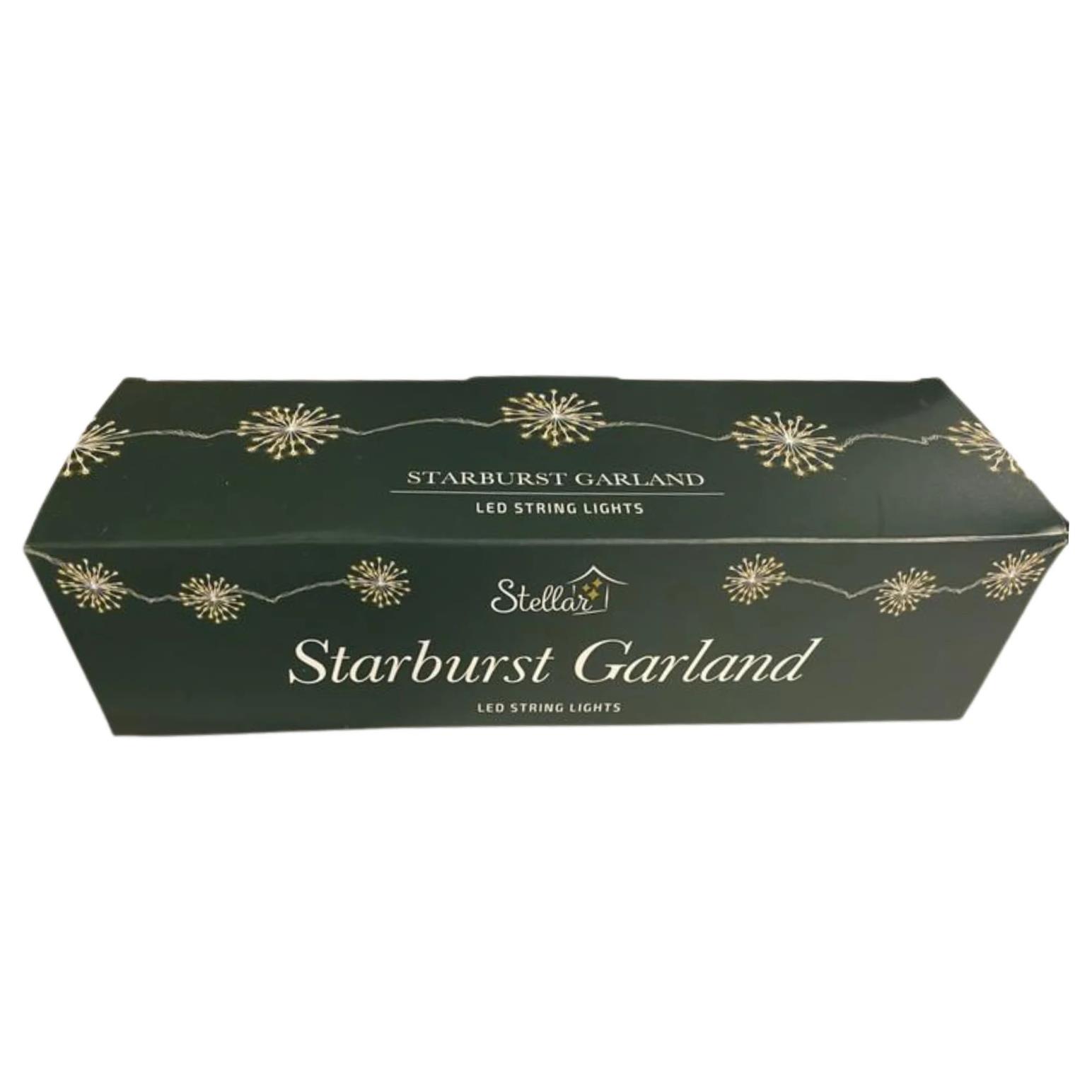 Stellar Haus Starburst Garland 1.5M AA Silver Warm White