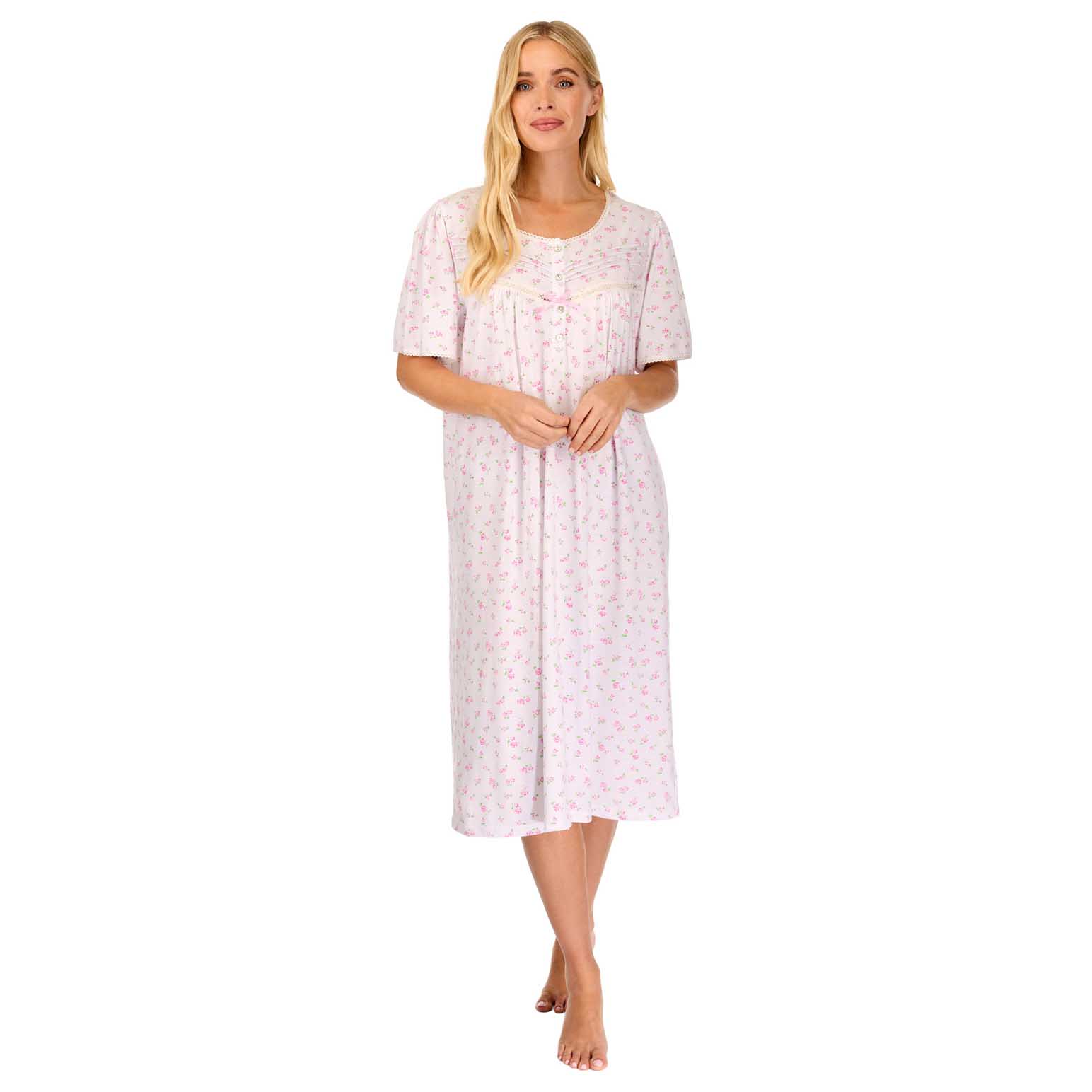 La Marquise Vintage Blossoms Cotton-Rich Jersey Short Sleeve Nightdress