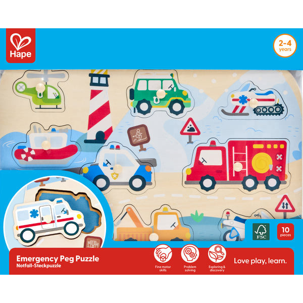 Hape Peg Puzzle - Emergency Vehicles