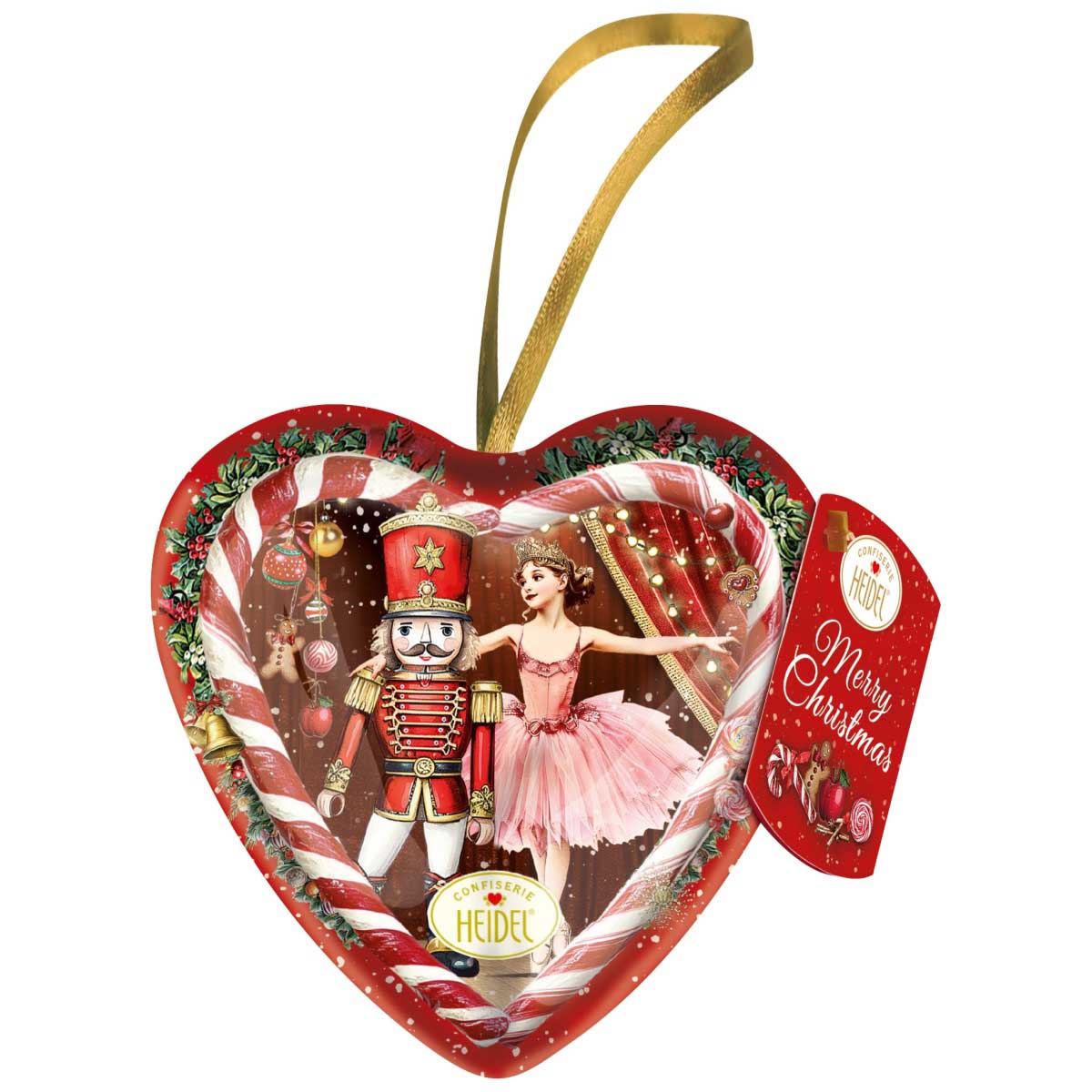 Heidel Xmas Fairy Tale Heart Tin with Chocolate Pieces & Praline Cream 54g