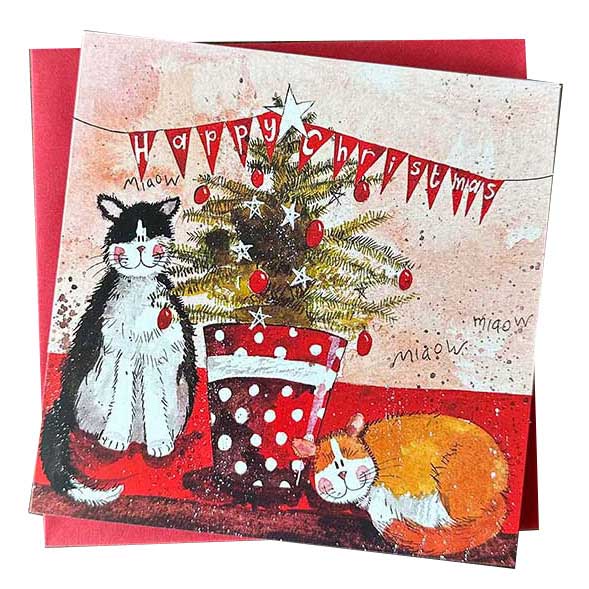 Alex Clark Cats And Christmas Tree Box Of 8 Cards