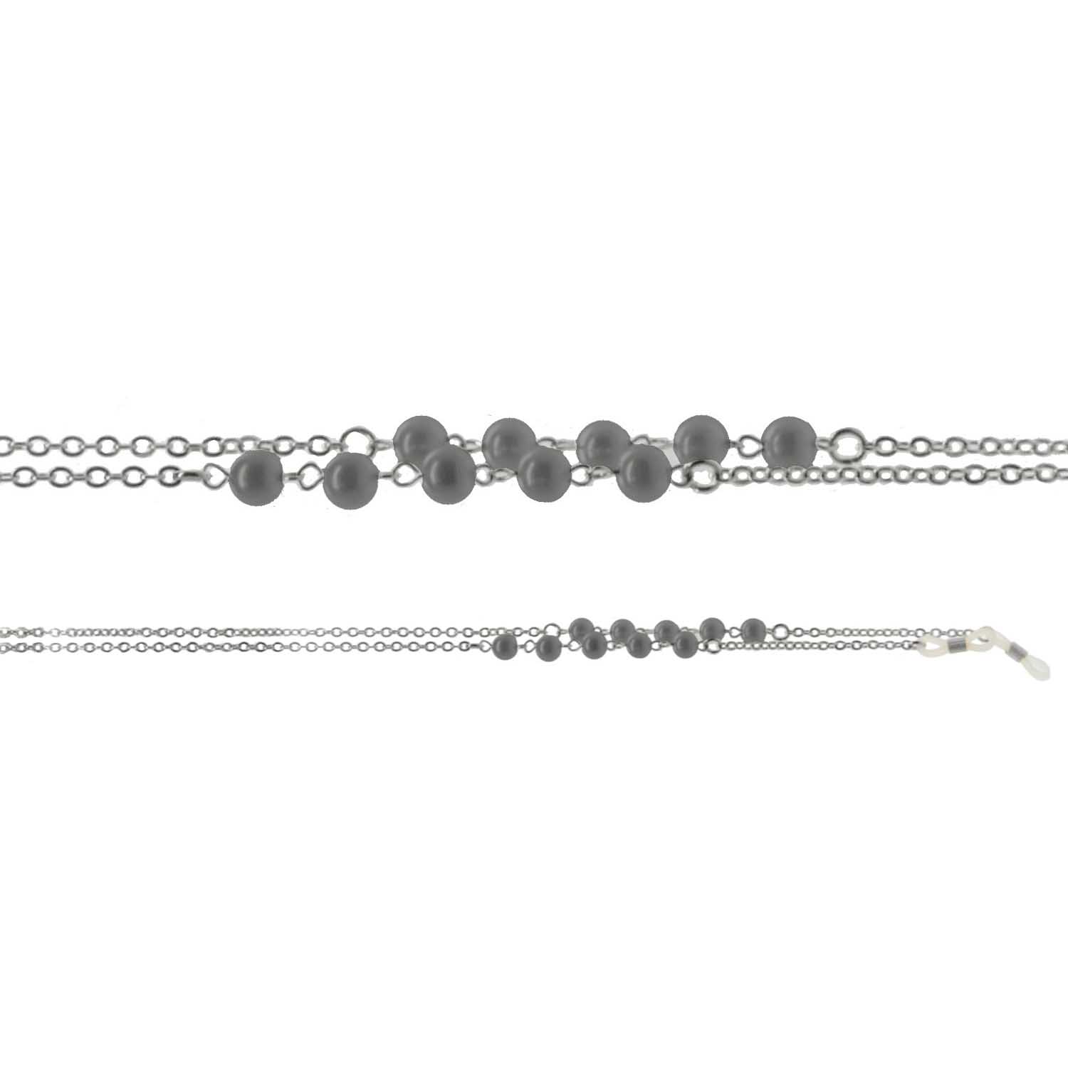 On The Nose Silver Chain with Grey Pearls