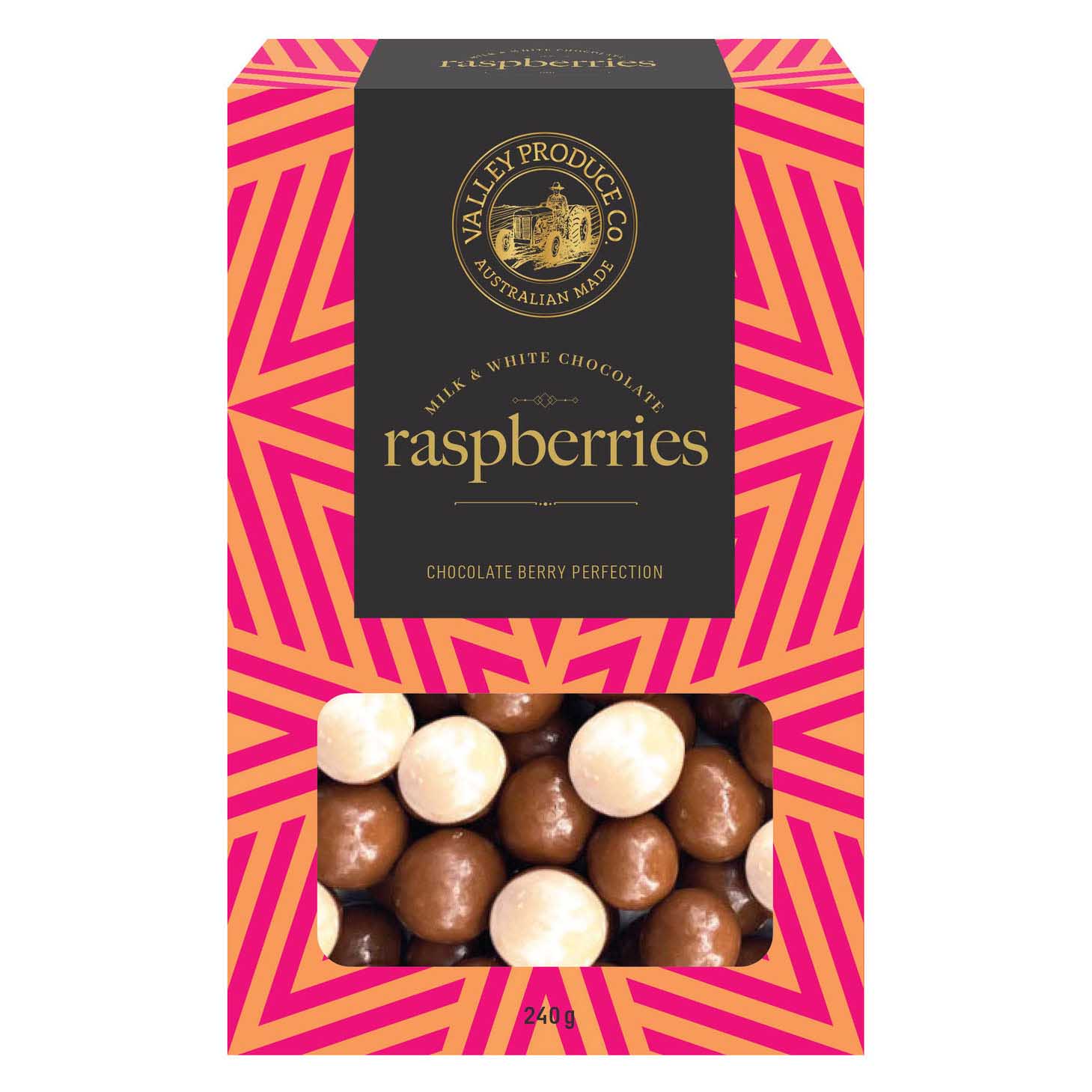 Valley Produce Co. Milk & White Chocolate Raspberries 220g