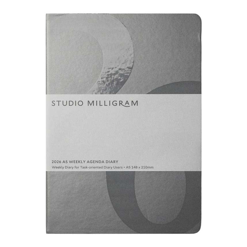 Studio Milligram A5 Charcoal Weekly Agenda Hard Cover Diary 2026