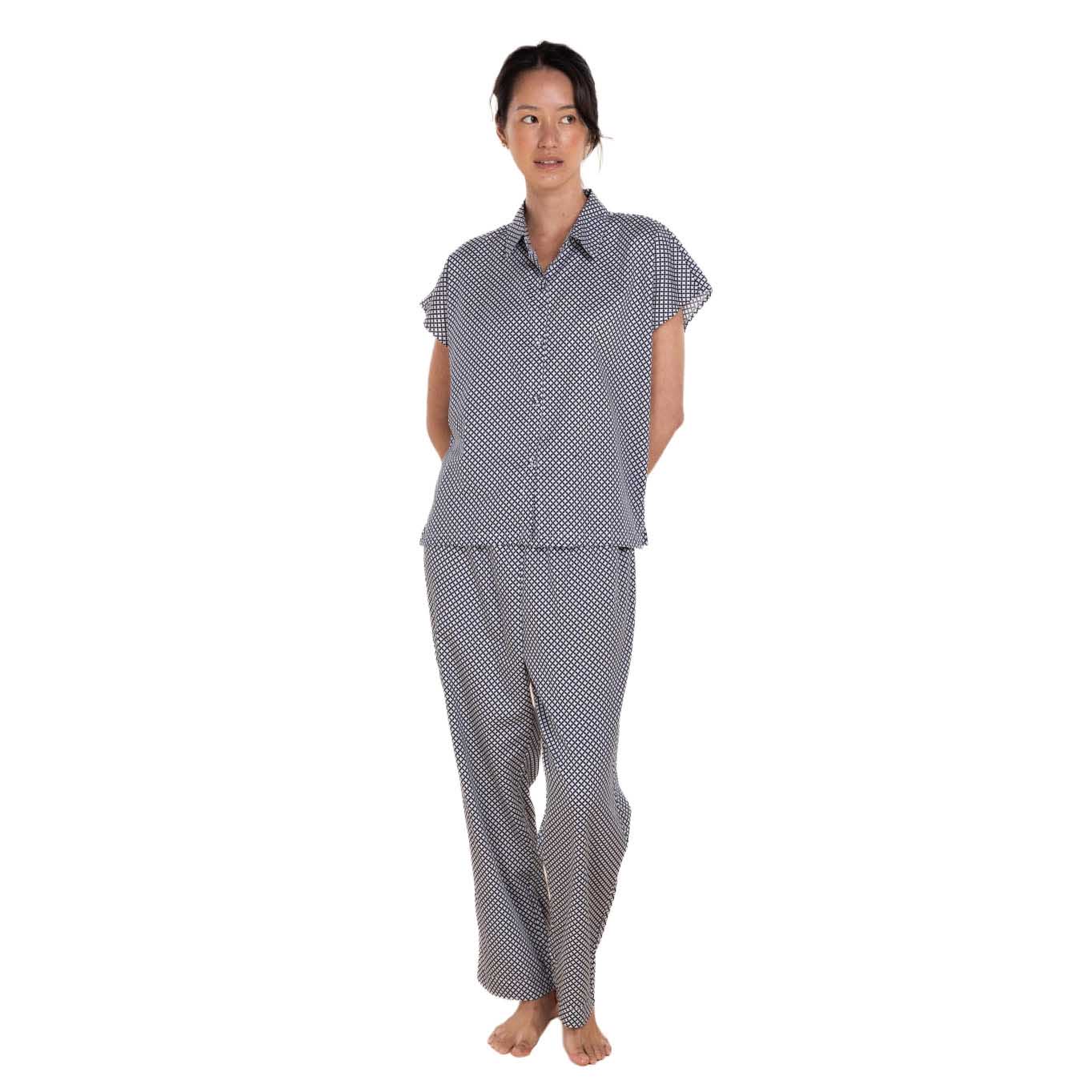 Gingerlilly Marlie Diamond Print Cotton Long Pj Set