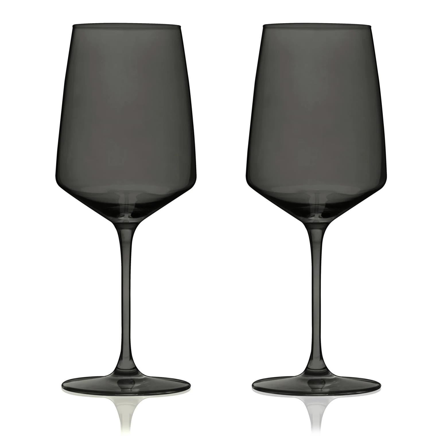 Reserve Nouveau Crystal Wine Glasses In Smoke By Viski Set Of 2