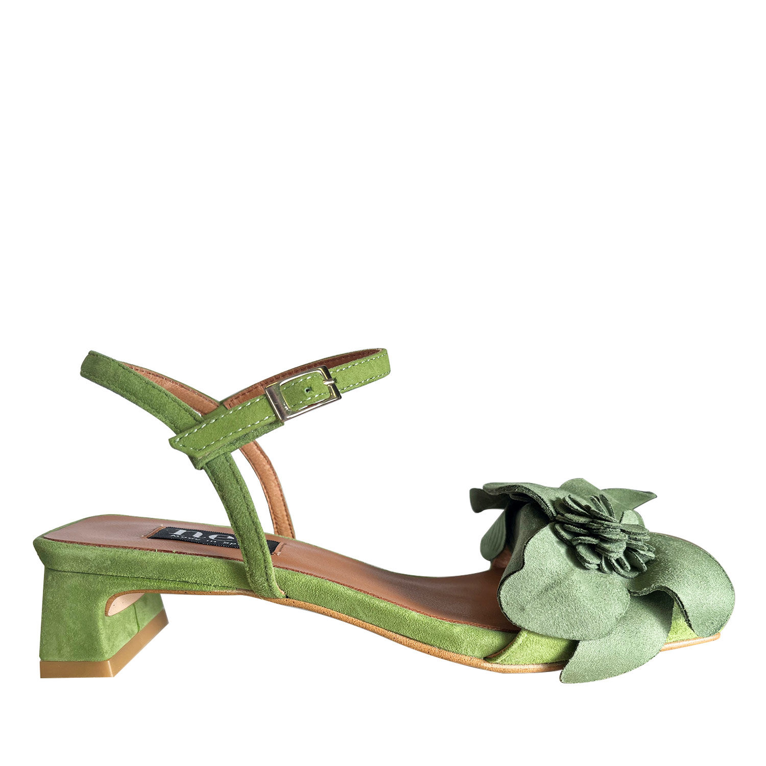 Neo Suede Floral Appliqué Detail Sandal