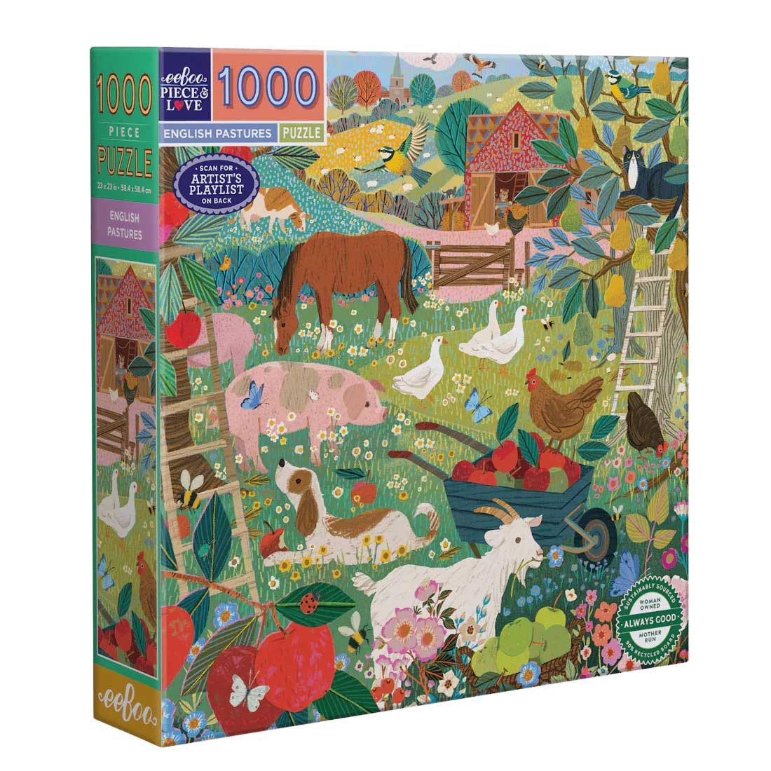 eeBoo English Pastures Square 1000 Piece Puzzle