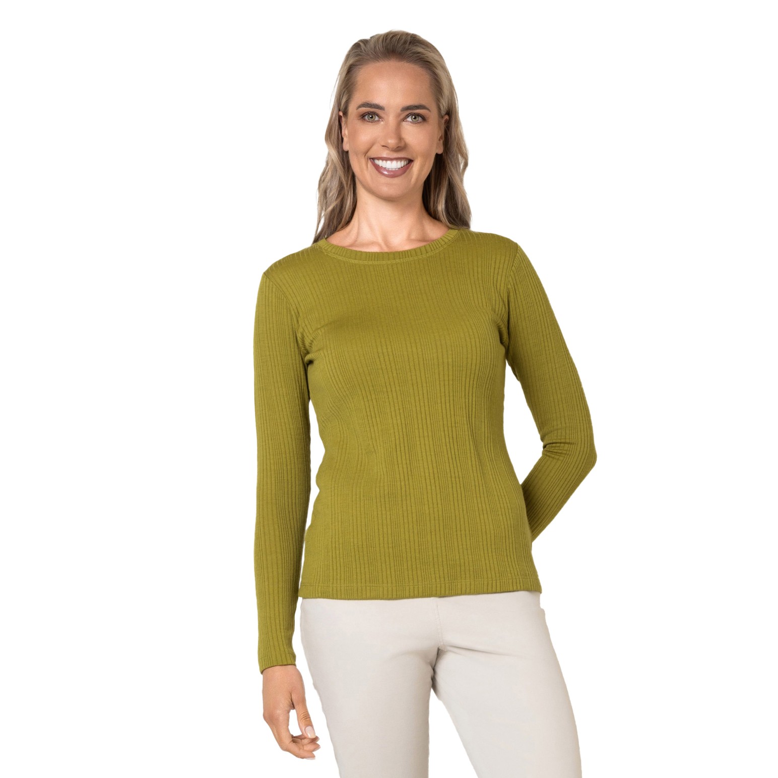 B Merino Ribbed Crew Neck
