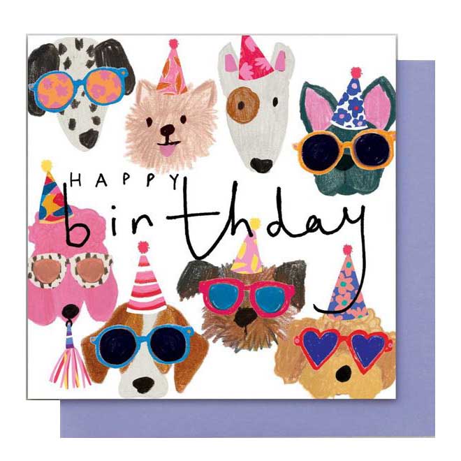 Stop the Clock Birthday Dog Faces Card
