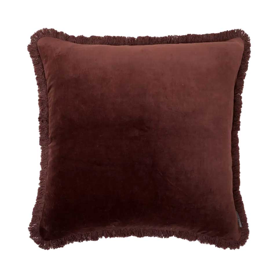 Wallace Cotton Maison Velvet Large Square Fringed Cushion Cover 55X55cm