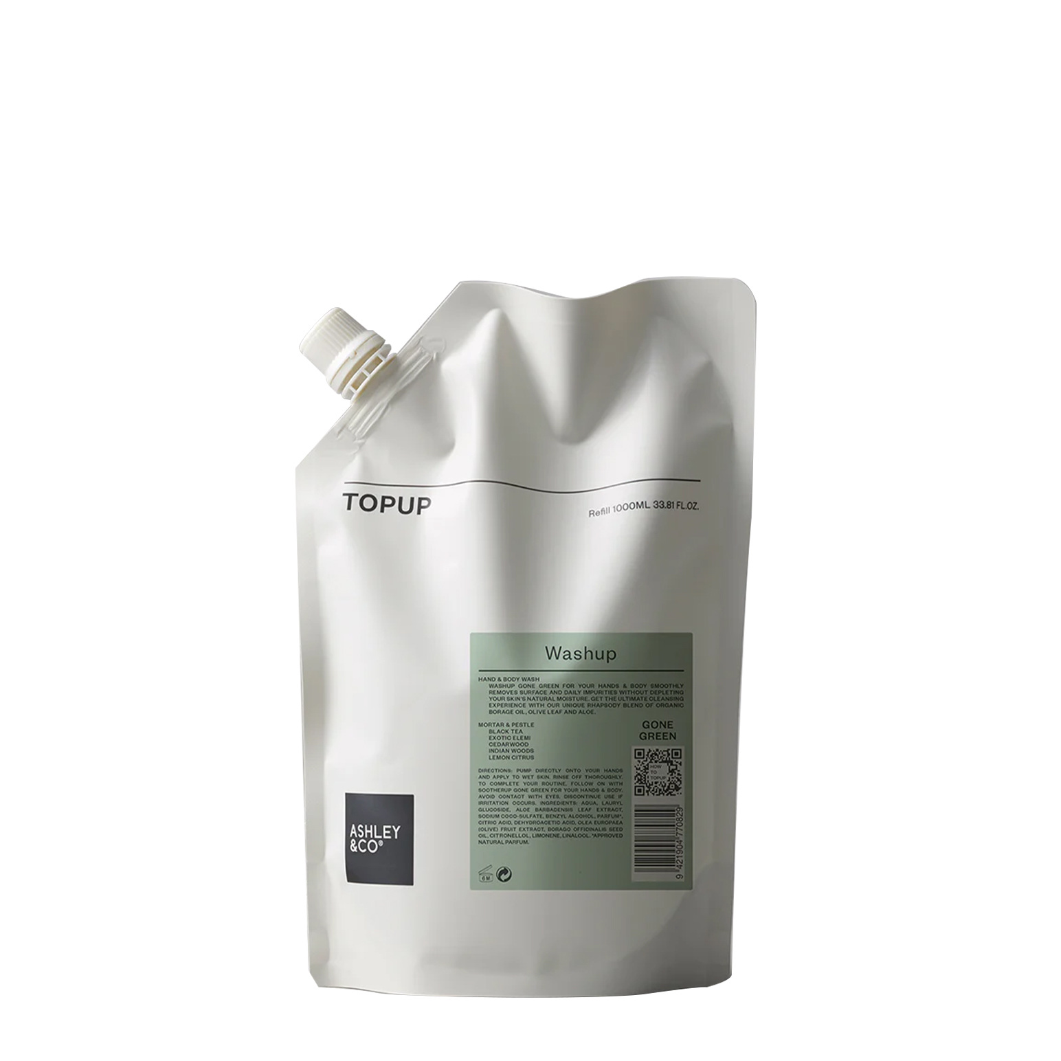 Ashley & Co Topup Gone Green Washup Refill 1L - Mortar & Pestle