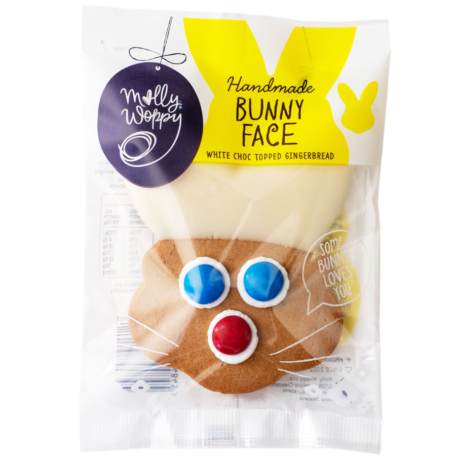 Molly Woppy White Choc Topped Gingerbread Easter Bunny Face 44g